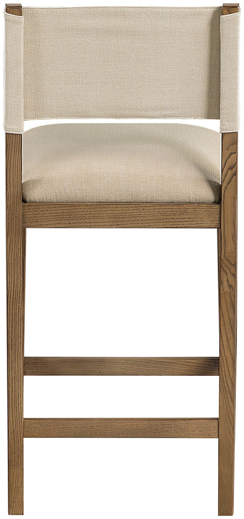 Mira Beige Linen Textured Performance Fabric Upholstered Counter Stool, 1 Piece
