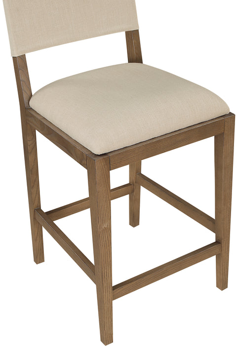 Mira Beige Linen Textured Performance Fabric Upholstered Counter Stool, 1 Piece