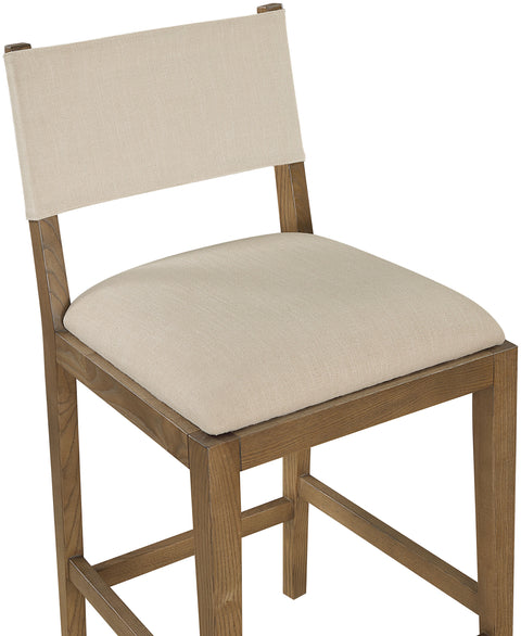 Mira Beige Linen Textured Performance Fabric Upholstered Counter Stool, 1 Piece