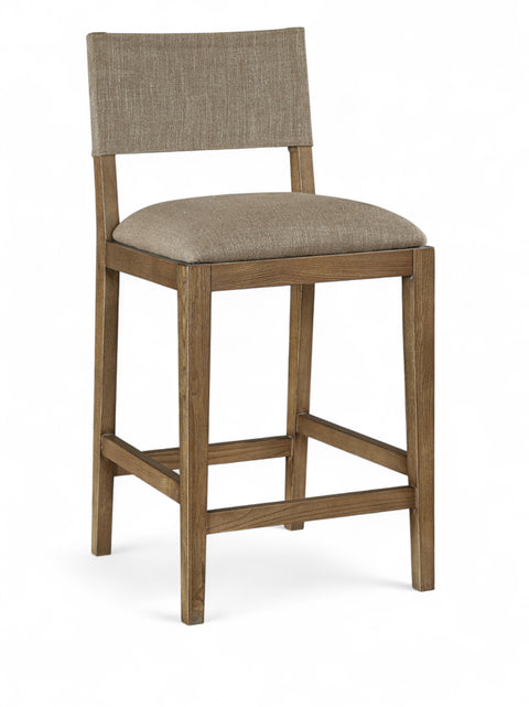 Mira Brown Linen Textured Performance Fabric Upholstered Counter Stool, 1 Piece (Style 2)