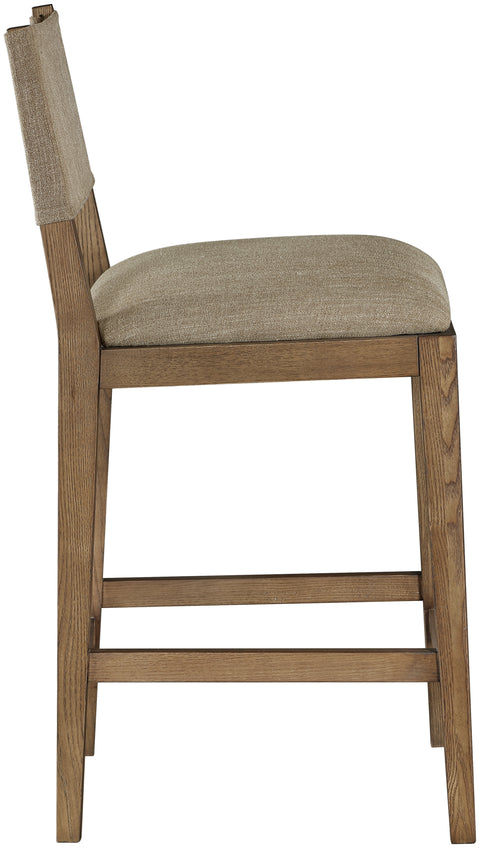 Mira Brown Linen Textured Performance Fabric Upholstered Counter Stool, 1 Piece (Style 2)