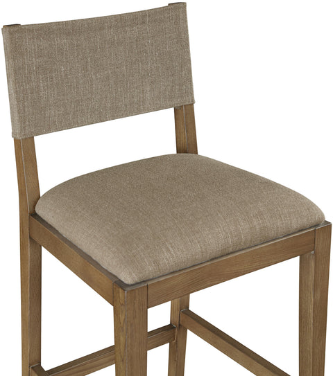 Mira Brown Linen Textured Performance Fabric Upholstered Counter Stool, 1 Piece (Style 2)