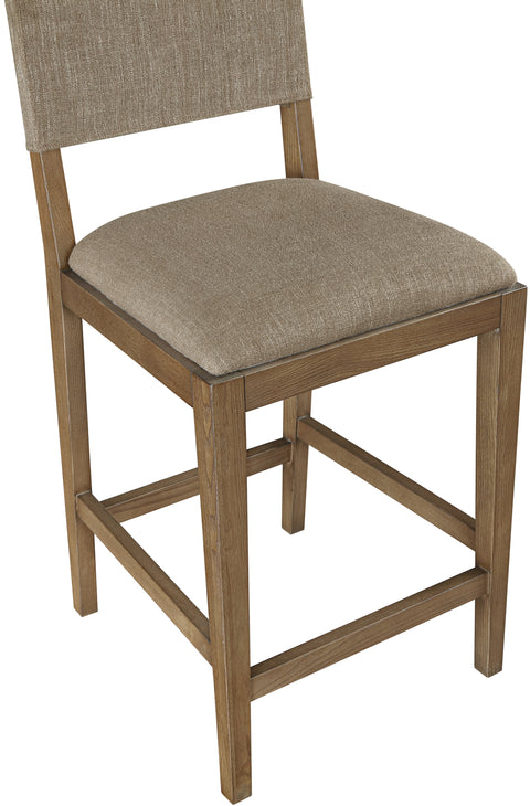 Mira Brown Linen Textured Performance Fabric Upholstered Counter Stool, 1 Piece (Style 2)