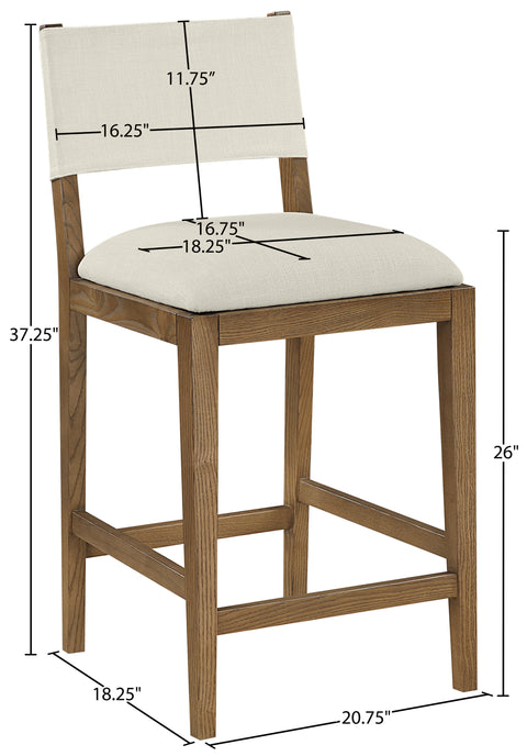 Mira Cream Linen Textured Performance Fabric Upholstered Counter Stool, 1 Piece (Style 2)