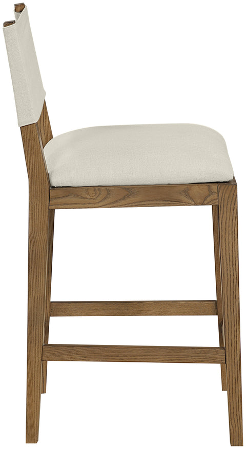 Mira Cream Linen Textured Performance Fabric Upholstered Counter Stool, 1 Piece (Style 2)