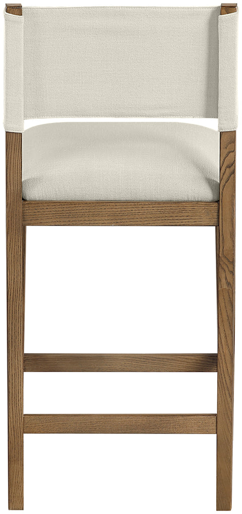 Mira Cream Linen Textured Performance Fabric Upholstered Counter Stool, 1 Piece (Style 2)