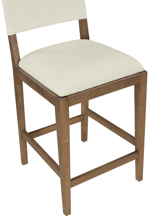 Mira Cream Linen Textured Performance Fabric Upholstered Counter Stool, 1 Piece (Style 2)