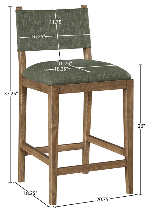 Mira Olive Linen Textured Performance Fabric Upholstered Counter Stool, 1 Piece (Style 2)