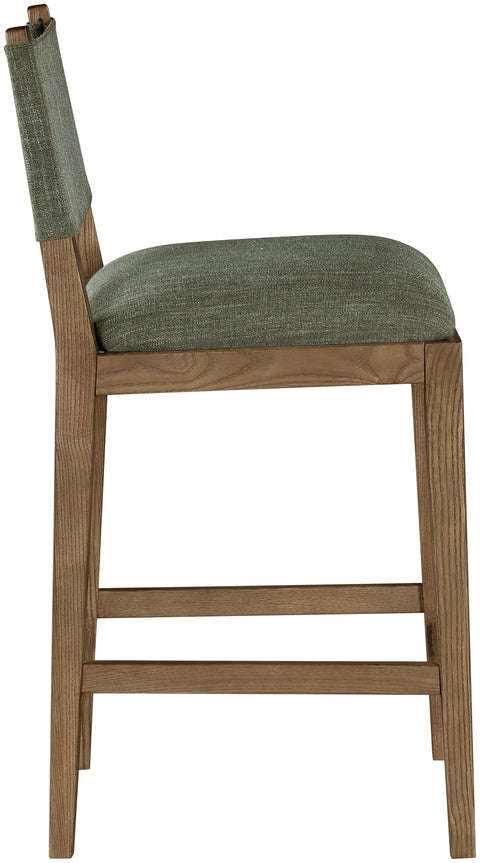 Mira Olive Linen Textured Performance Fabric Upholstered Counter Stool, 1 Piece (Style 2)