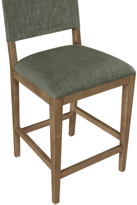 Mira Olive Linen Textured Performance Fabric Upholstered Counter Stool, 1 Piece (Style 2)