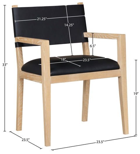 Mira Black Vegan Leather Dining Arm Chair, 1 Piece