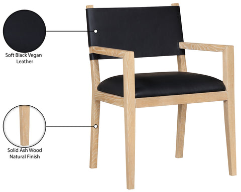 Mira Black Vegan Leather Dining Arm Chair, 1 Piece