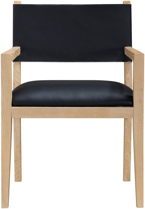Mira Black Vegan Leather Dining Arm Chair, 1 Piece