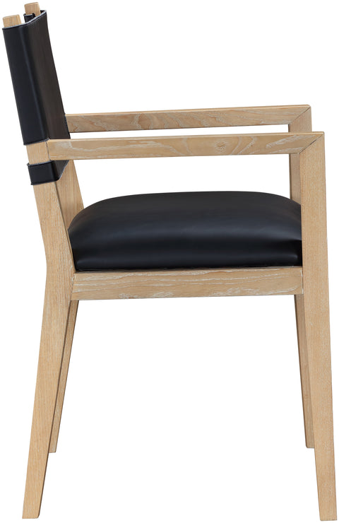 Mira Black Vegan Leather Dining Arm Chair, 1 Piece