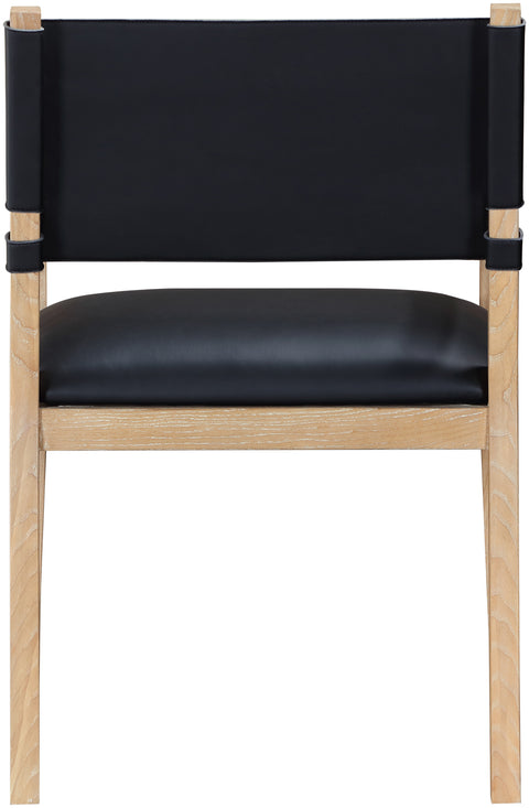 Mira Black Vegan Leather Dining Arm Chair, 1 Piece