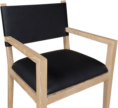 Mira Black Vegan Leather Dining Arm Chair, 1 Piece