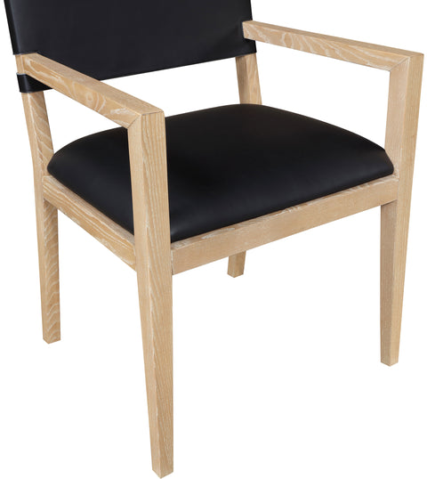 Mira Black Vegan Leather Dining Arm Chair, 1 Piece