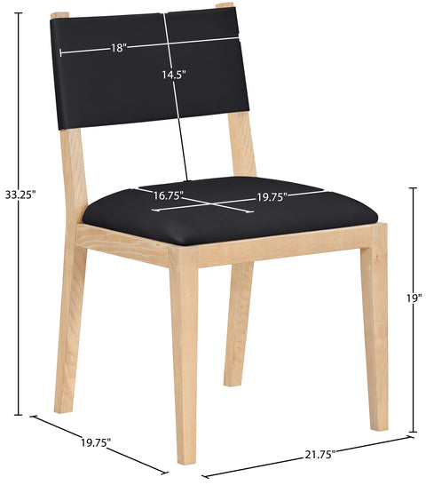 Mira Black Vegan Leather Dining Side Chair, 2-Piece