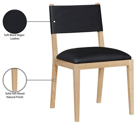 Mira Black Vegan Leather Dining Side Chair, 2-Piece