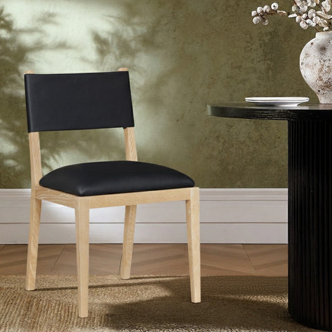 Mira Black Vegan Leather Dining Side Chair, 2-Piece