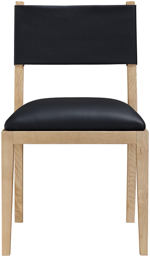 Mira Black Vegan Leather Dining Side Chair, 2-Piece