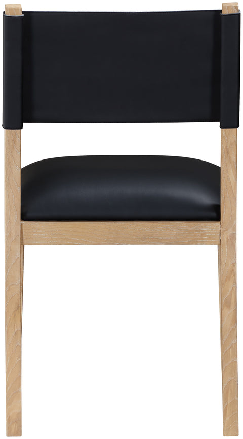 Mira Black Vegan Leather Dining Side Chair, 2-Piece