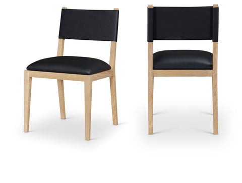Mira Black Vegan Leather Dining Side Chair, 2-Piece