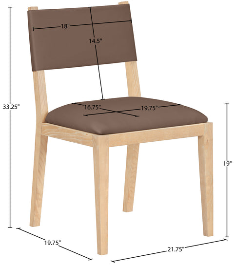 Mira Brown Vegan Leather Dining Side Chair, 2-Piece