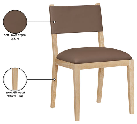 Mira Brown Vegan Leather Dining Side Chair, 2-Piece