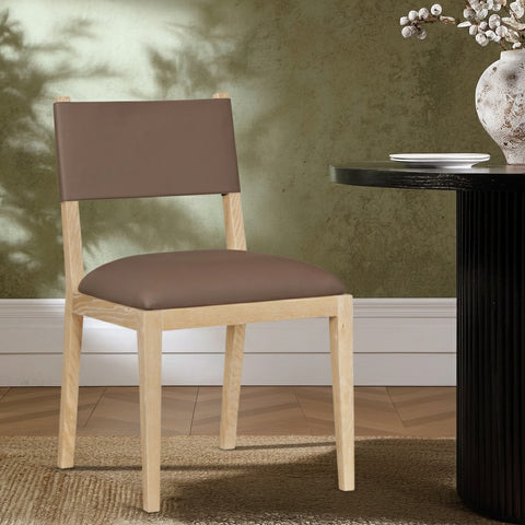 Mira Brown Vegan Leather Dining Side Chair, 2-Piece