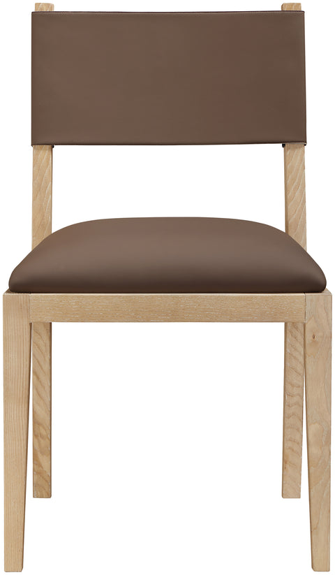 Mira Brown Vegan Leather Dining Side Chair, 2-Piece