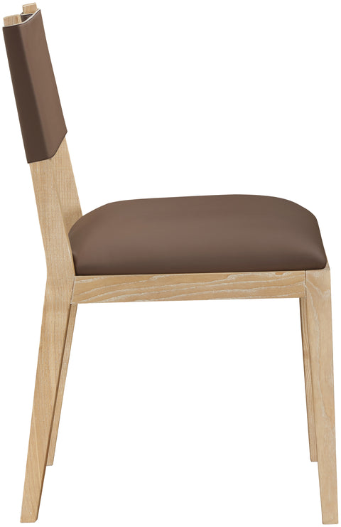 Mira Brown Vegan Leather Dining Side Chair, 2-Piece