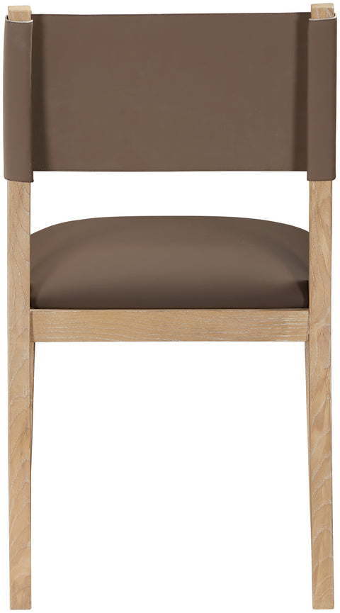 Mira Brown Vegan Leather Dining Side Chair, 2-Piece