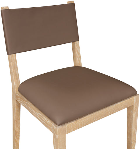 Mira Brown Vegan Leather Dining Side Chair, 2-Piece