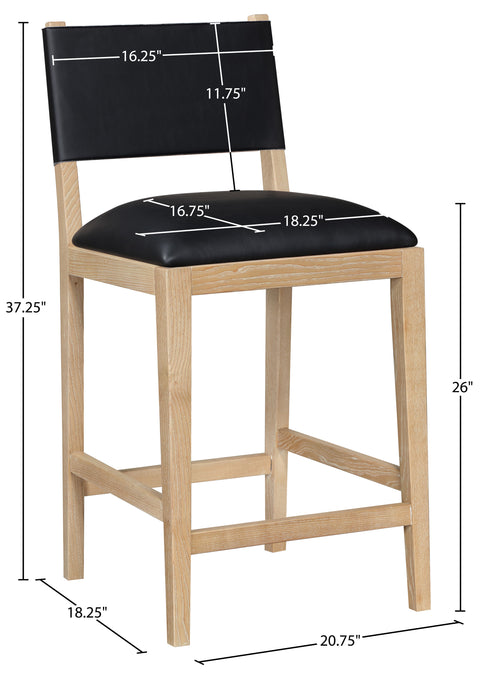 Mira Black Vegan Leather Counter Stool, 1 Piece