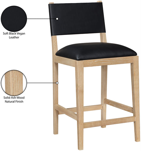 Mira Black Vegan Leather Counter Stool, 1 Piece