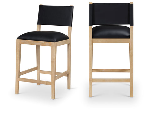 Mira Black Vegan Leather Counter Stool, 1 Piece