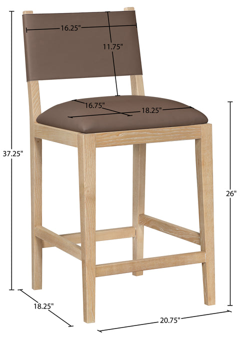 Mira Brown Vegan Leather Counter Stool, 1 Piece