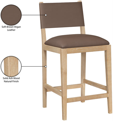 Mira Brown Vegan Leather Counter Stool, 1 Piece