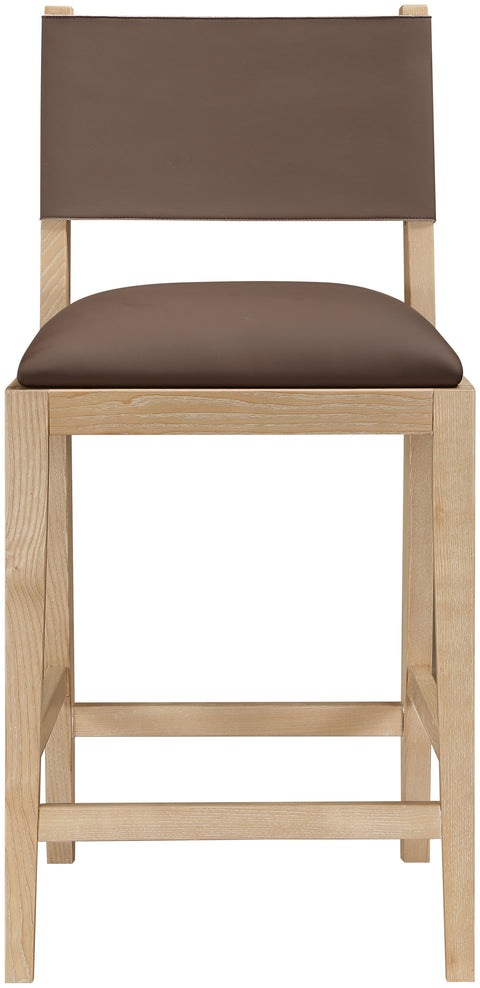 Mira Brown Vegan Leather Counter Stool, 1 Piece