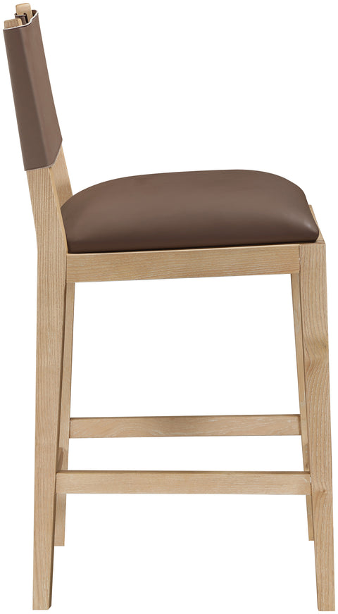 Mira Brown Vegan Leather Counter Stool, 1 Piece