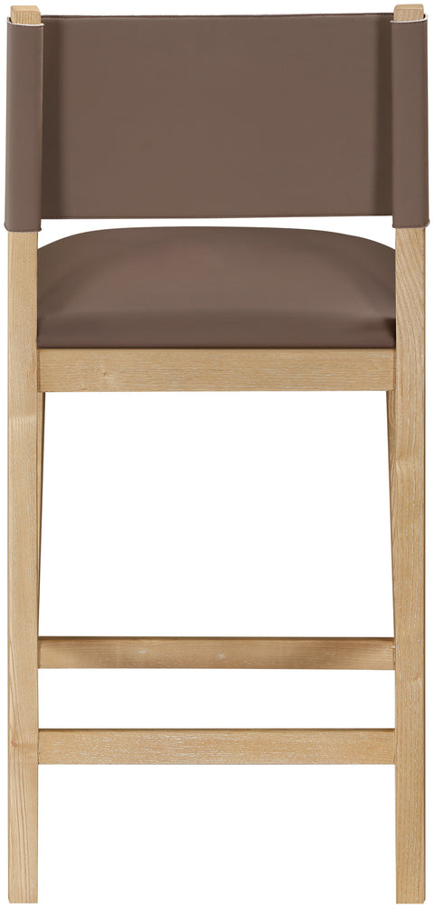 Mira Brown Vegan Leather Counter Stool, 1 Piece