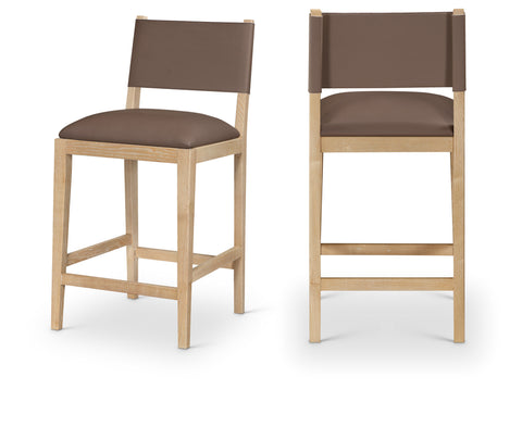 Mira Brown Vegan Leather Counter Stool, 1 Piece