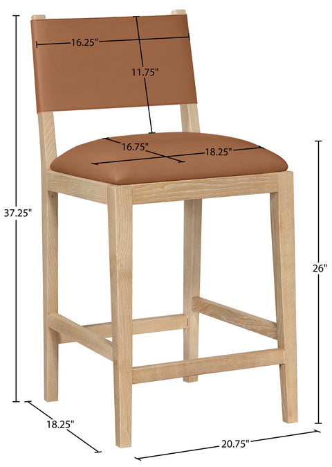 Mira Cognac Vegan Leather Counter Stool, 1 Piece