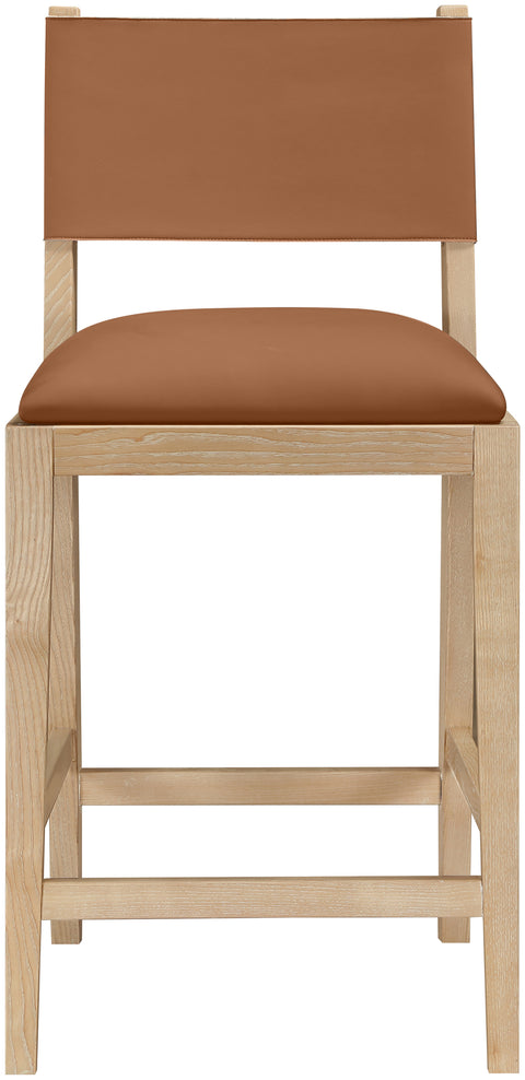 Mira Cognac Vegan Leather Counter Stool, 1 Piece