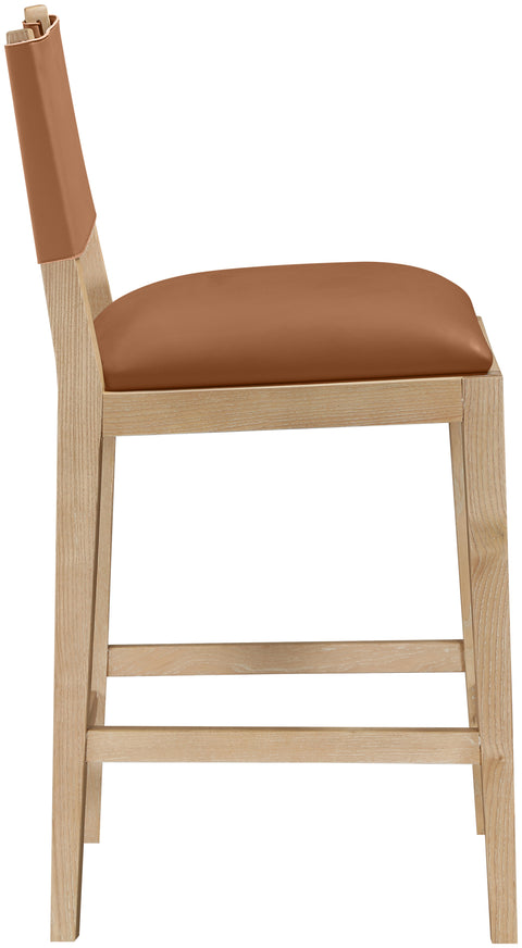 Mira Cognac Vegan Leather Counter Stool, 1 Piece