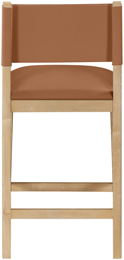 Mira Cognac Vegan Leather Counter Stool, 1 Piece
