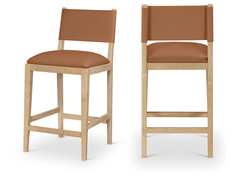 Mira Cognac Vegan Leather Counter Stool, 1 Piece