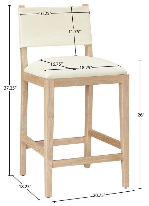 Mira Cream Vegan Leather Counter Stool, 1 Piece