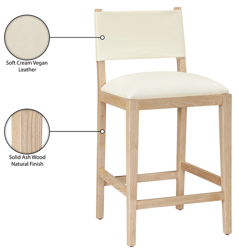Mira Cream Vegan Leather Counter Stool, 1 Piece